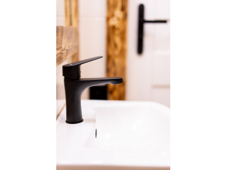 Waschtischarmatur in Schwarz SAGRA Kleine Wasserhahn Mischbatterie + Click-Clack