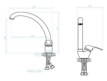 Küchenarmatur in Schwarz INGA  Wasserhahn Küchenmischer