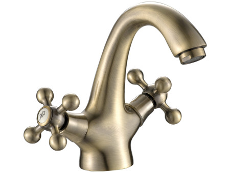 Waschtischarmatur in Antik Messing STILO Kleine Wasserhahn Mischbatterie + Click-Clack