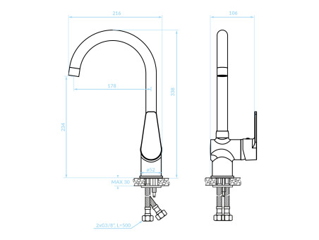 Küchenarmatur in Chrom LUGA  Wasserhahn Küchenmischer