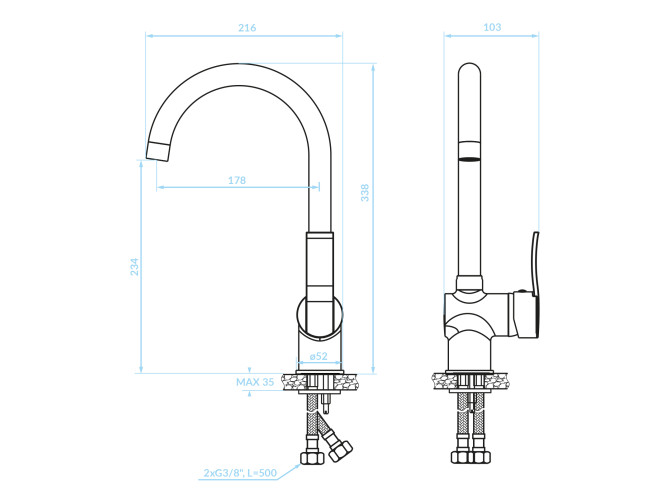 Küchenarmatur in Schwarz MADERA...