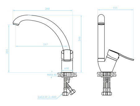 Küchenarmatur in Chrom MADERA  Wasserhahn Küchenmischer