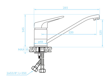 Küchenarmatur in Chrom ORIS  Wasserhahn Küchenmischer