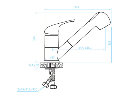 Küchenarmatur in Chrom ROSSO  Wasserhahn Küchenmischer