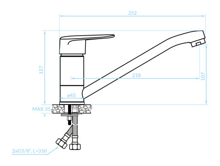 Küchenarmatur in Schwarz SAGRA  Wasserhahn Küchenmischer