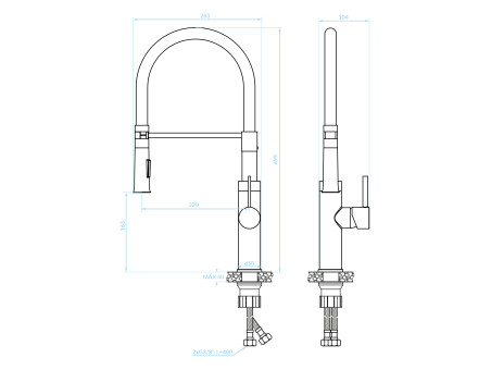 Küchenarmatur in Chrom-Schwarz SHIRE  Wasserhahn Küchenmischer