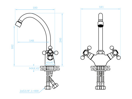 Küchenarmatur in Antik Messing STILO  Wasserhahn Küchenmischer