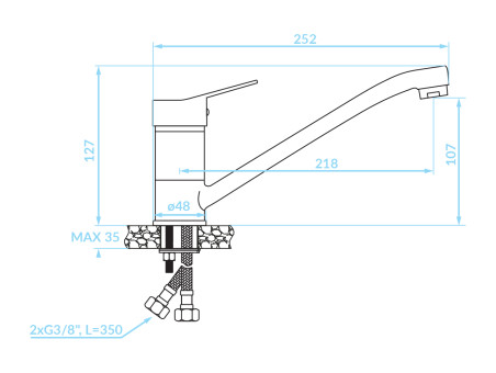 Küchenarmatur in Chrom TIBI  Wasserhahn Küchenmischer
