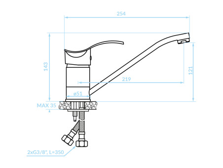 Küchenarmatur in Chrom ARGOX  Wasserhahn Küchenmischer