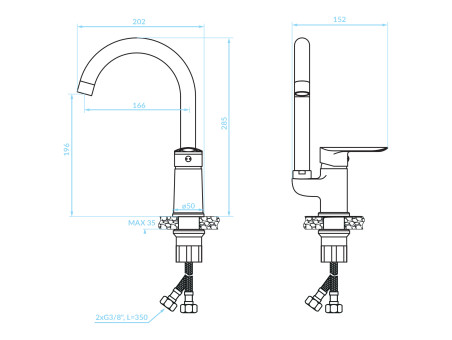 Küchenarmatur in Chrom CENTO  Wasserhahn Küchenmischer