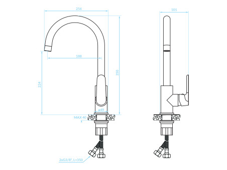 Küchenarmatur in Chrom DIMA  Wasserhahn Küchenmischer