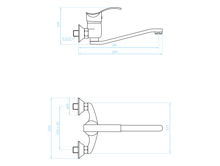 Küchenarmatur in Chrom ARGOX Wandmontage Wasserhahn Küchenmischer