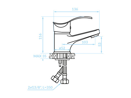 Waschtischarmatur in Chrom ARGOX Kleine Wasserhahn Mischbatterie