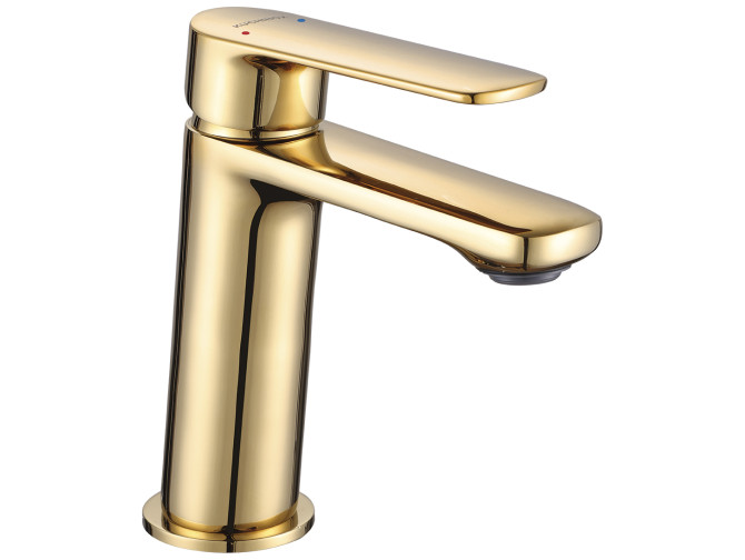 Waschtischarmatur in Gold GAVA Kleine Wasserhahn Mischbatterie + Click-Clack
