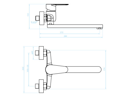 Küchenarmatur in Chrom FRESNO Wandmontage Wasserhahn Küchenmischer