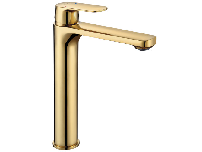 Waschtischarmatur in Gold GAVA Hoch Wasserhahn Mischbatterie + Click-Clack