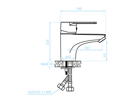 Waschtischarmatur in Chrom LUGA Kleine Wasserhahn Mischbatterie