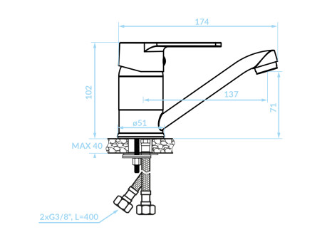Waschtischarmatur in Chrom LUGA Kleine Wasserhahn Mischbatterie