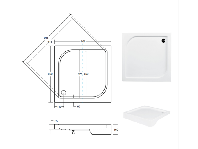 Duschwanne Viereck Oskcar 80x80 |...