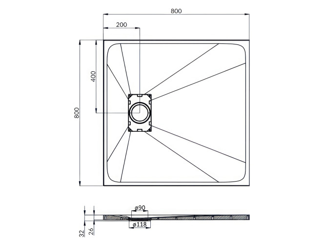 Duschwanne Viereck Vidar 80x80,...