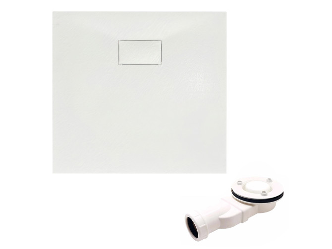 Duschwanne Viereck Vidar 90x90, Steinoptik | Ablaufgarnitur im SET !