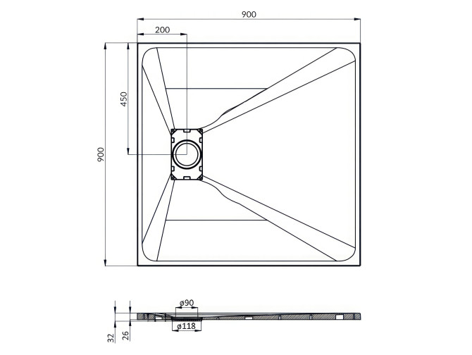 Duschwanne Viereck Vidar 90x90,...