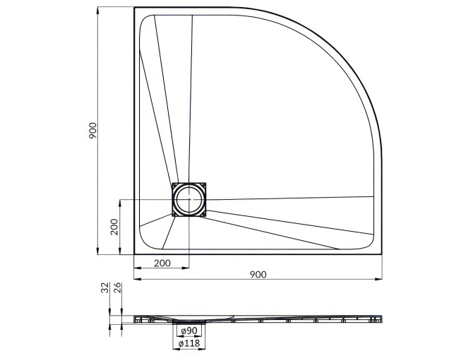 Brodzik Półokrągły VIDAR 90x90x3,2... Brodzik Półokrągły VIDAR 90x90x3,2...