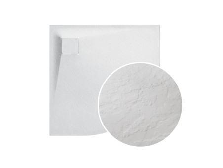 Brodzik Półokrągły VIDAR 80x80x3,2 Kompozytowy, efekt kamienia | Syfon w Zestawie !