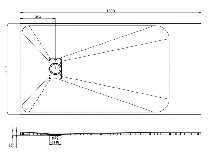 Duschwanne Rechteck Vidar 180x90...