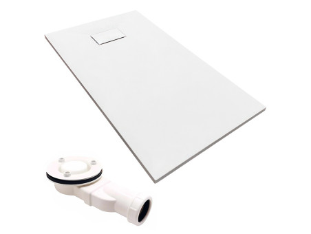 Duschwanne Rechteck Vidar 120x80, Steinoptik | Ablaufgarnitur im SET !