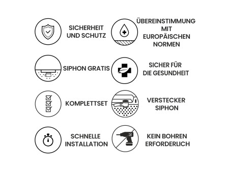 Duschwanne Rechteck Vidar 120x80, Steinoptik | Ablaufgarnitur im SET !