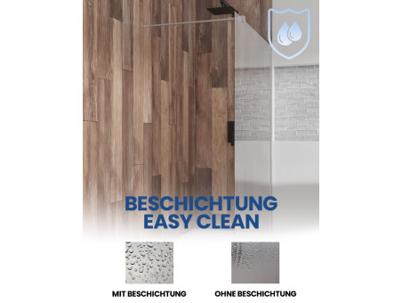 Duschkabine Walk in Duschwand KETIL 110x195 6 mm Transparent Glas | Glaswand