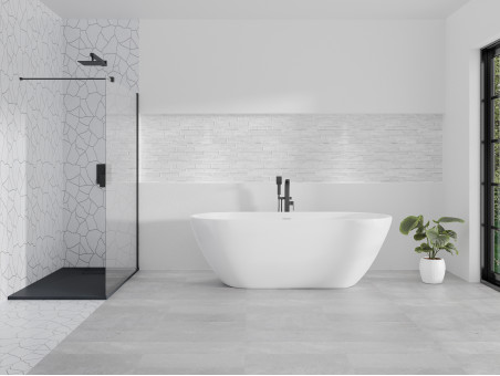 Duschkabine Walk in Duschwand KETIL SCHWARZ 100x195 6 mm Transparent Glas | Glaswand
