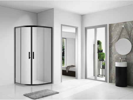 Duschkabine Halbrund HELA Schwarz 80x80 190 cm Transparent Glas
