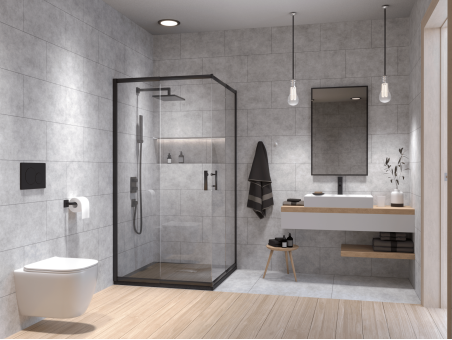 Duschkabine Viereck HELA Schwarz 80x80 190 cm Transparent Glas