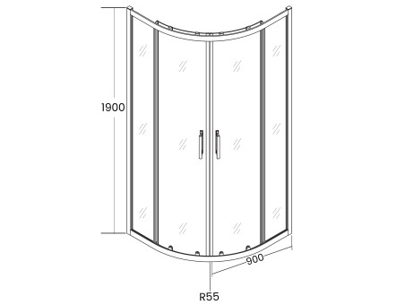 Duschkabine Halbrund HELA Schwarz 90x90 190 cm Transparent Glas