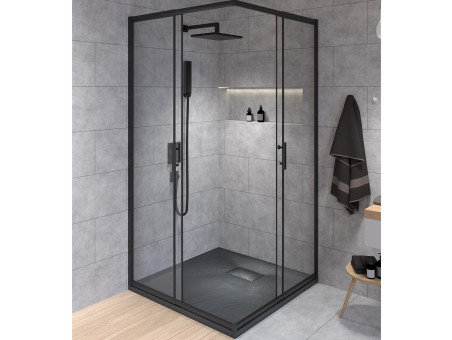 Duschkabine Viereck HELA Schwarz 90x90 190 cm Transparent Glas