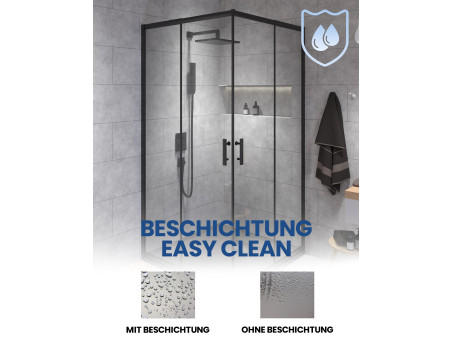 Duschkabine Viereck HELA Schwarz 90x90 190 cm Transparent Glas