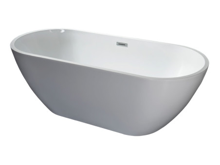 Freistehende Badewanne ASGER 170x75 + Wannenkissen + Bambus Ablage | Ablauf Klick-Klack im SET!