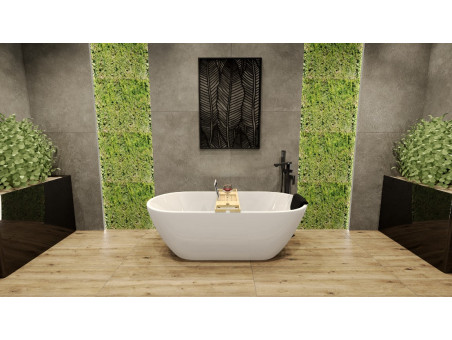 Freistehende Badewanne ASGER 170x75 + Wannenkissen + Bambus Ablage | Ablauf Klick-Klack im SET!