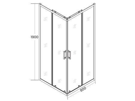 SET: Duschwanne VIDAR & Duschkabine Viereck HELA 80x80 190 cm Nano Glas 6 mm, SMC Stein-Effekt Schwarz inkl. Siphon