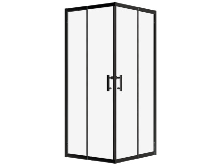 SET: Duschwanne VIDAR & Duschkabine Viereck HELA 90x90 190 cm Nano Glas 6 mm, SMC Stein-Effekt Schwarz inkl. Siphon
