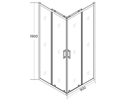 SET: Duschwanne VIDAR & Duschkabine Viereck HELA 90x90 190 cm Nano Glas 6 mm, SMC Stein-Effekt Schwarz inkl. Siphon