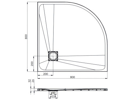 SET: Duschwanne VIDAR & Duschkabine Halbrund HELA 80x80 190 cm Nano Glas 6 mm, SMC Stein-Effekt Schwarz inkl. Siphon