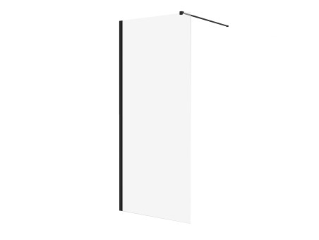 SET: Duschwanne VIDAR & Walk-In Dusche KETIL 120x80 195 cm Nano Glas 6 mm, SMC Stein-Effekt Schwarz inkl. Siphon