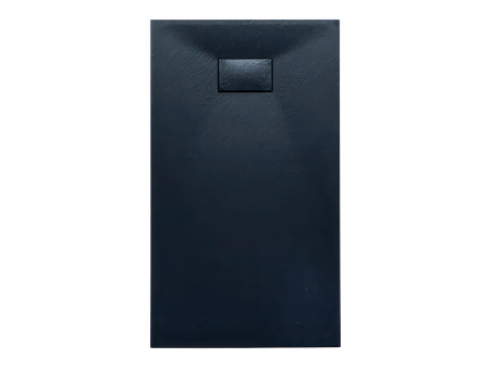 SET: Duschwanne VIDAR & Walk-In Dusche KETIL 180x90 195 cm Nano Glas 6 mm, SMC Stein-Effekt Schwarz inkl. Siphon