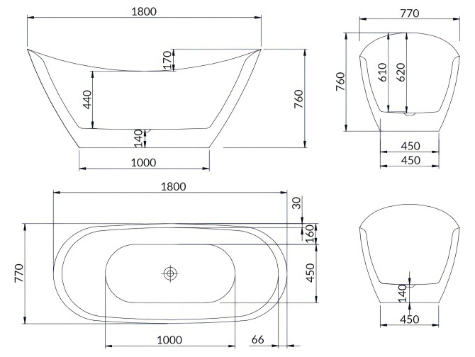 Freistehende Badewanne IVAR 180x80 +... Freistehende Badewanne IVAR 180x80 +...