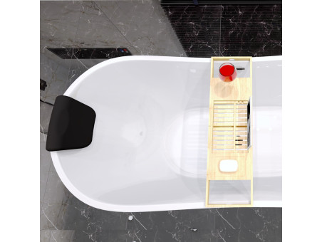 Freistehende Badewanne ROSSA 170x80 + Wannenkissen + Bambus Ablage | Ablauf Klick-Klack im SET!