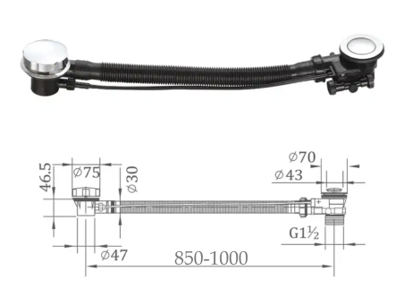 Automatischer Ablaufgarniture für Badewanne OLAF 100 cm