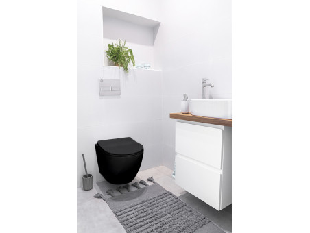 WC SET: Vorwandelement TECEbase + Toilette Rolo Schwarz + Schallschutzmatte + Betätigungsplatte in Weiß